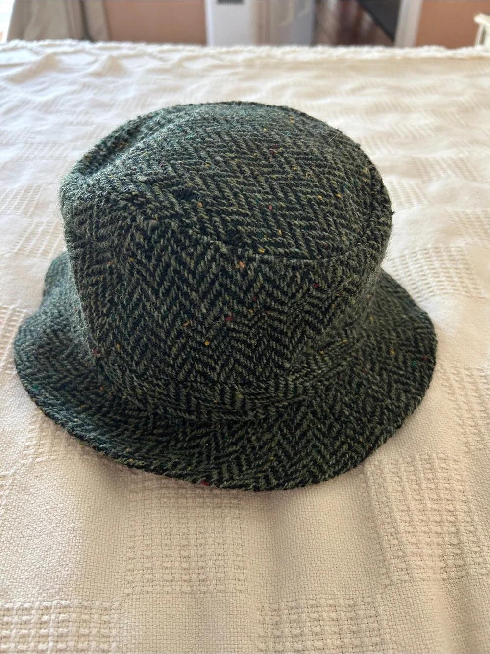 Hats of Ireland Castlebar Green Herringbone Wool Bucket Hat small